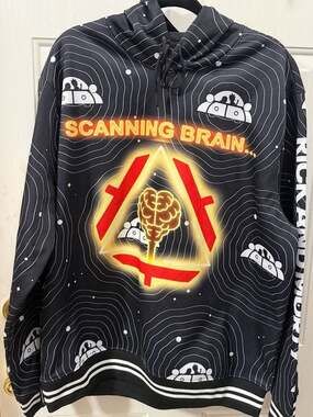 Members Only x Rick and Morty 'Scanning Brain' Space Print Pullover Hoodie
